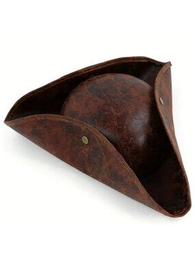 PIRATE HAT Brown Tricorn Faux Leather (Adult Size)